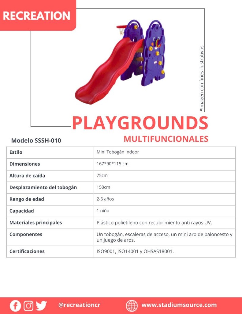 Playgrounds Mini Tobogán Indoor (SSSH-010)