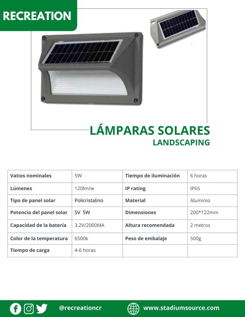 Lámpara LED Solar 5W